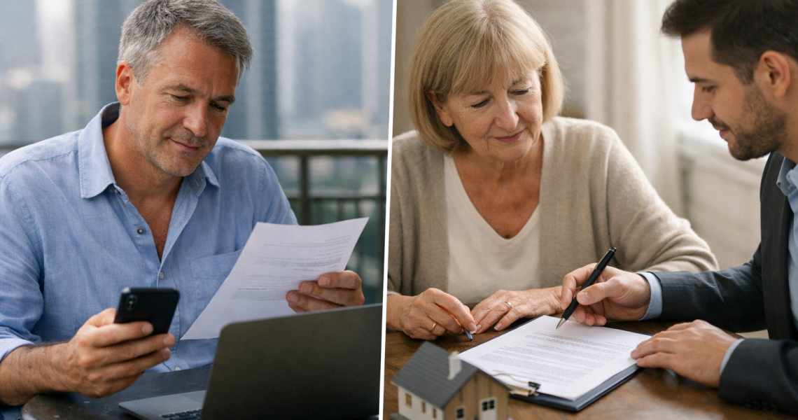 Procuration notariée pour vente immobilière depuis l'étranger avec documents officiels et signature
